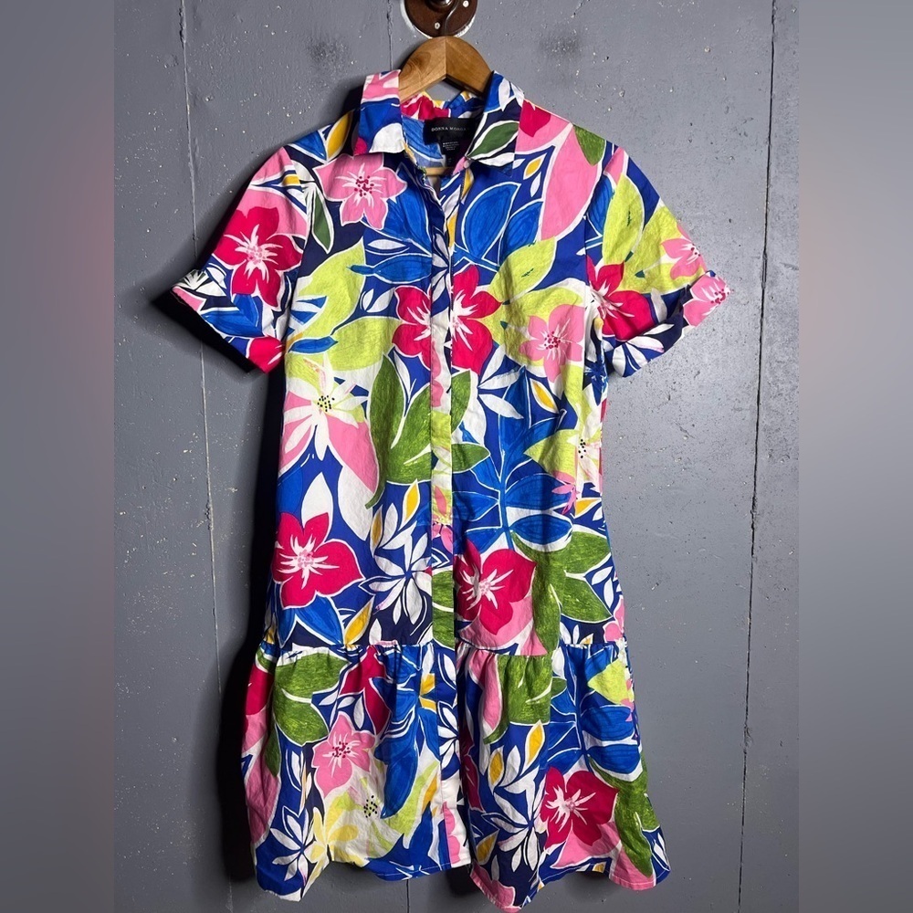 Donna Morgan Bright Colored Floral Midi Dress with Pockets . Size 12